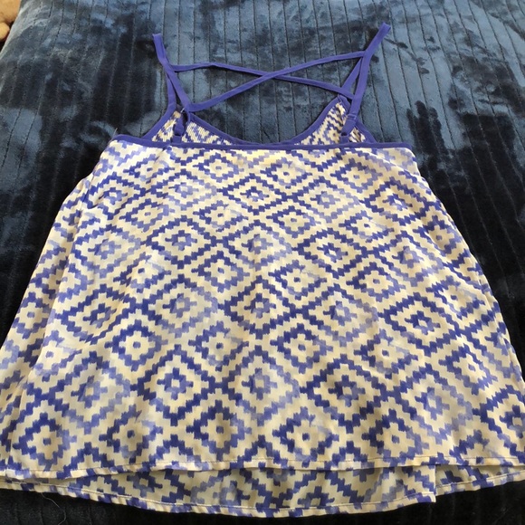 Western‎ Desert Revival Print Sheer Top Blue Princess Vera Wang M - Picture 3 of 7